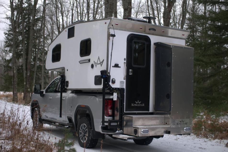 truck bed camper in winter 